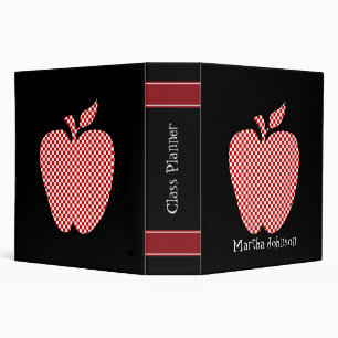 Red Checkered Apple Teacher's Class Planner 3 Ring Binder
