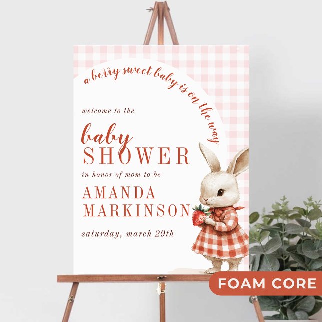Red Checkered Berry Sweet Bunny BabyShower Welcome Foam Board (Creator Uploaded)