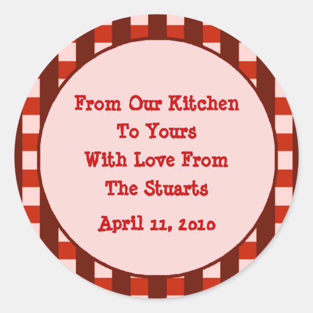 Red Checkered Border Canning Label Stickers (Front)