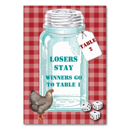 Red Checkered Bunco Dice Table Card 1