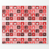 Red Checkered Christmas Pattern Wrapping Paper (Flat)