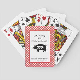 Red Checkered Client Appreciation Party Favor Poker Cards