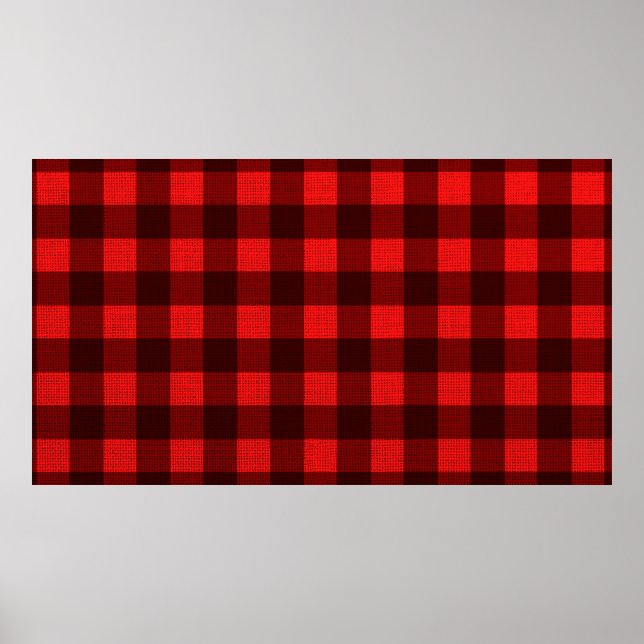 Red Checkered Fabric Background Texture Poster (Front)