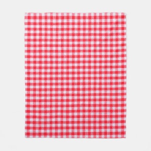 Red checkered fabric closeup , tablecloth texture fleece blanket