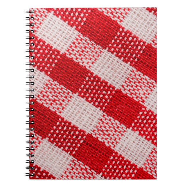 Red checkered fabric tablecloth pattern texture ba notebook (Front)