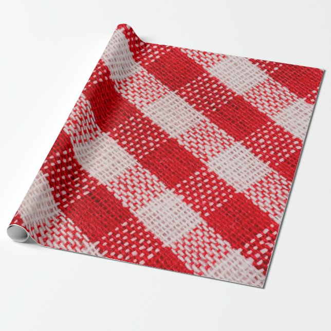 Red checkered fabric tablecloth pattern texture ba wrapping paper (Unrolled)