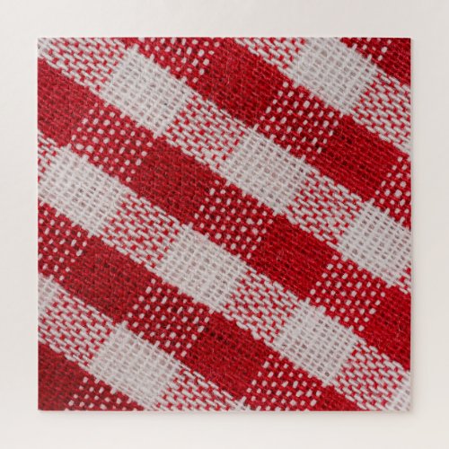 Red checkered fabric tablecloth texture jigsaw puzzle