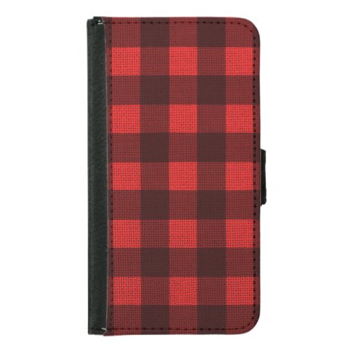 Red Checkered Fabric Texture Background Samsung Galaxy S5 Wallet Case
