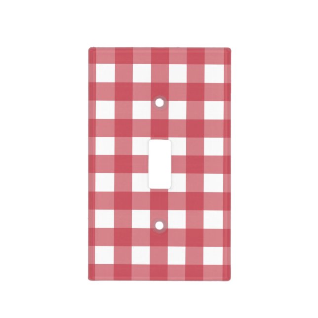 Red Checkered Gingham Light Switch Cover (Front)