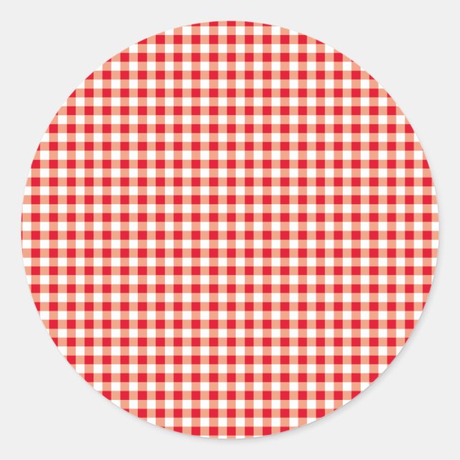 Red checkered, just squares classic round sticker (Front)