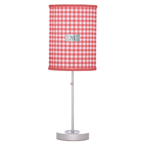 Red checkered lamp with initial