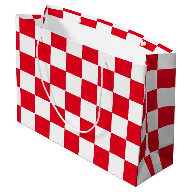 Red Checkered Large Gift Bag (Back Angled)
