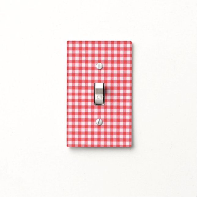 Red Checkered Light Switch Cover (In Situ)