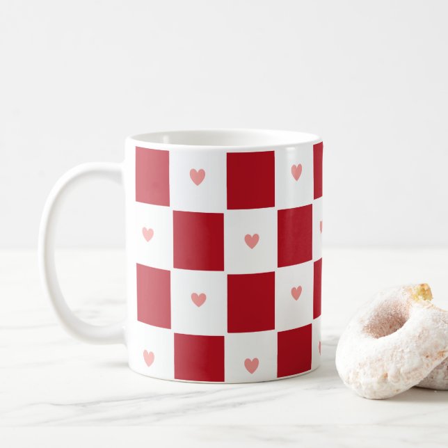 Red Checkered Love Mug (With Donut)