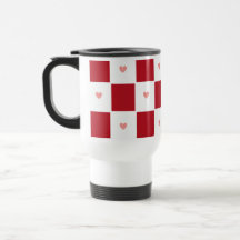Red Checkered Love Travel Mug