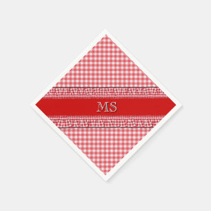 Red Checkered Napkins with Monogram