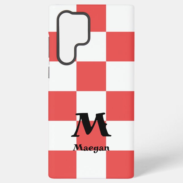 Red Checkered Pattern Background Samsung Galaxy Case (Back)
