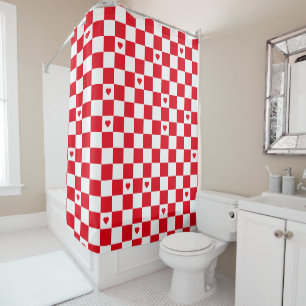 Red Checkered Pattern Background Shower Curtain