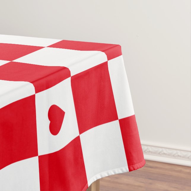 Red Checkered Pattern Background Tablecloth (In Situ)