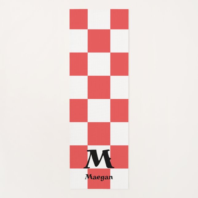 Red Checkered Pattern Background Yoga Mat (Front)