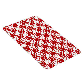 Red Checkered pattern with Hearts Magnet