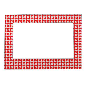 Red Checkered Picnic Tablecloth Background Magnetic Photo Frame