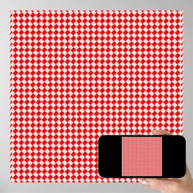 Red Checkered Picnic Tablecloth Background Poster | Zazzle