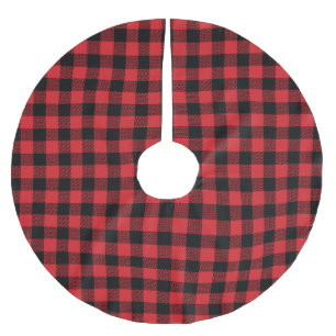 Red Checkered Plaid Check Mountain Brushed Polyester Tree Skirt
