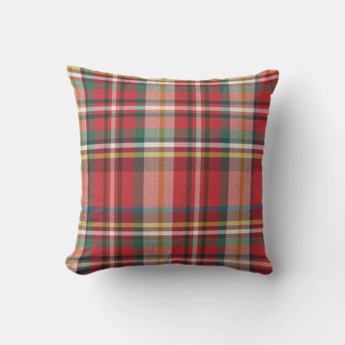 Red Checkered Plaid Rustic Grandma Holiday Throw Pillow