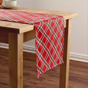 Red checkered short table runner