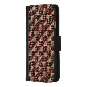 Red checkered squares subjected to weird mosaic iPhone 8/7 wallet case