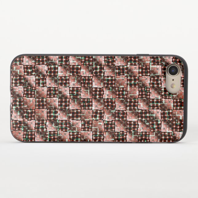 Red checkered squares subjected to weird mosaic uncommon iPhone case (Closed)