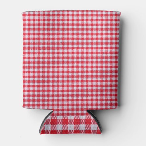 Red Checkered Tablecloth Close_Up Can Cooler