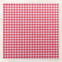 Red Checkered Tablecloth Close-Up.