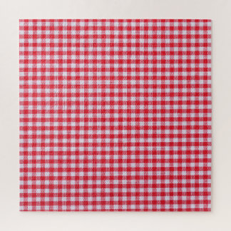 Red Checkered Tablecloth Close-Up. Jigsaw Puzzle