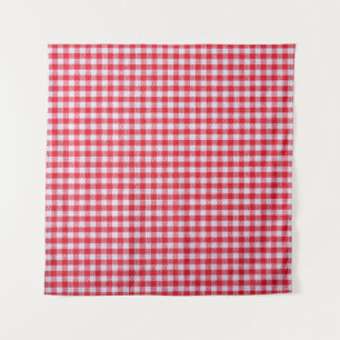 Red Checkered Tablecloth Close-Up. Tapestry