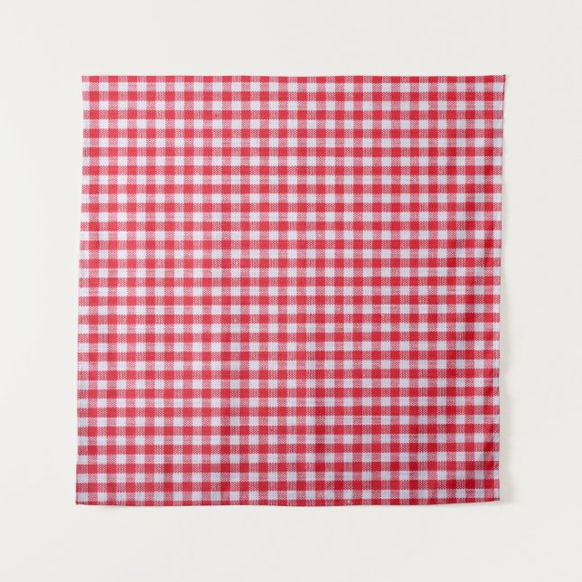 Red Checkered Tablecloth Close-Up. Tapestry (Front)