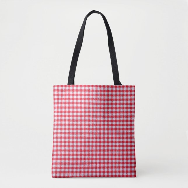 Red Checkered Tablecloth Close-Up. Tote Bag (Front)