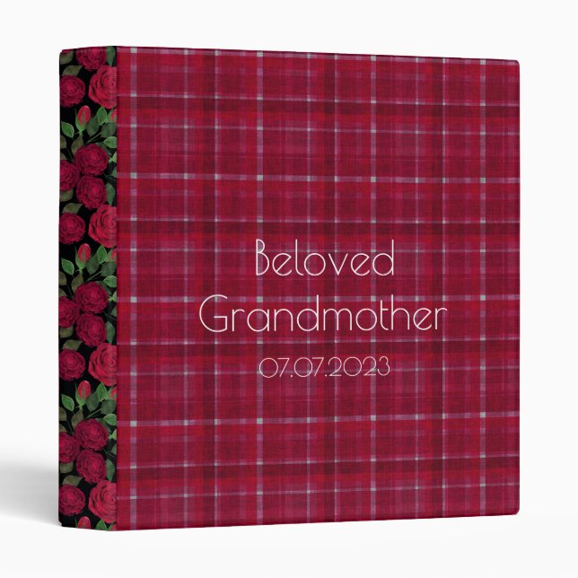 Red Checkered Tartan 3 Ring Binder (Front/Spine)