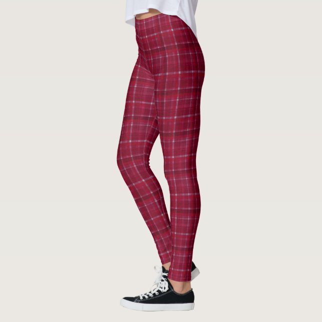 Red Checkered Tartan Leggings (Left)