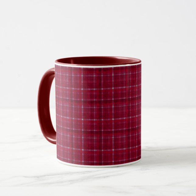 Red Checkered Tartan Mug (Front Left)