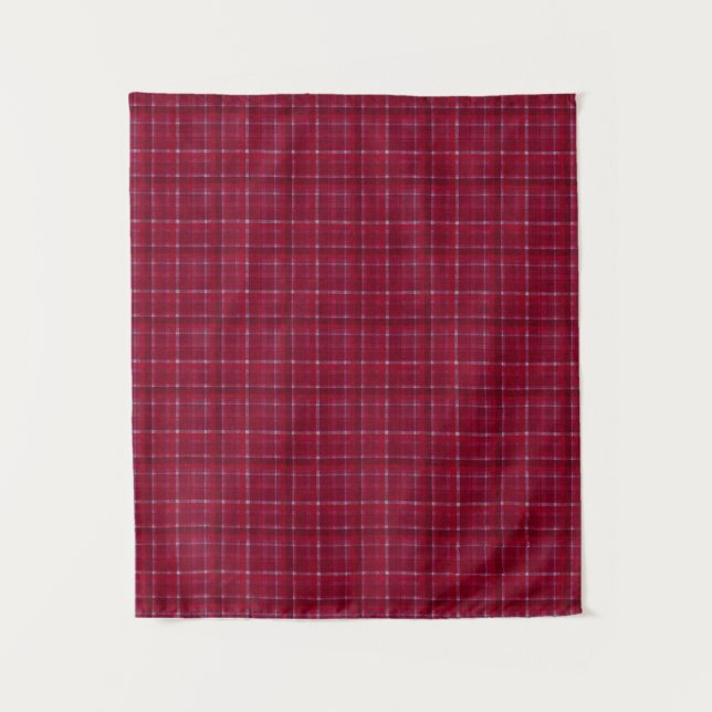 Red Checkered Tartan Tapestry (Front)