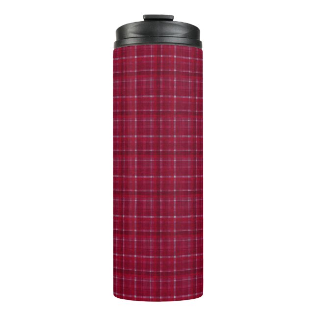 Red Checkered Tartan Thermal Tumbler (Front)