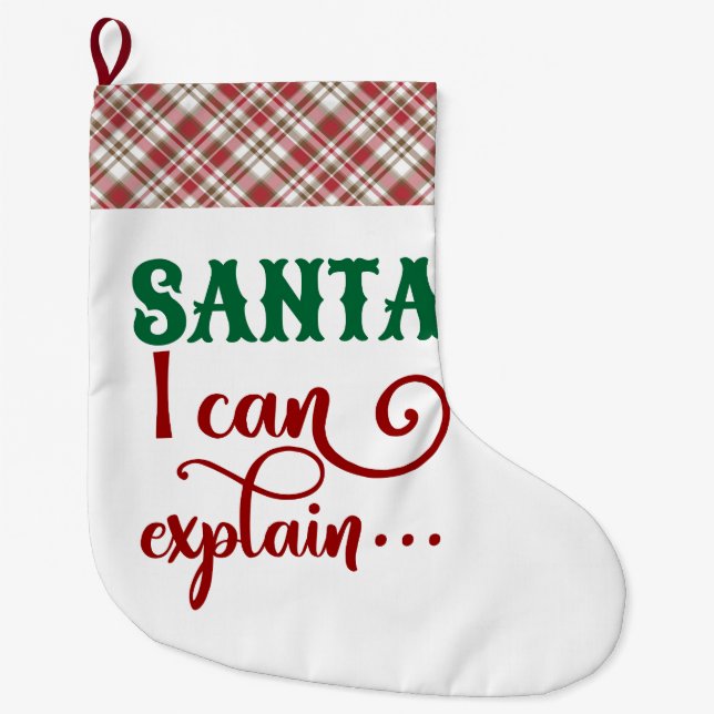 Red Checkered Trim Santa I Can Explain Stocking (Front)