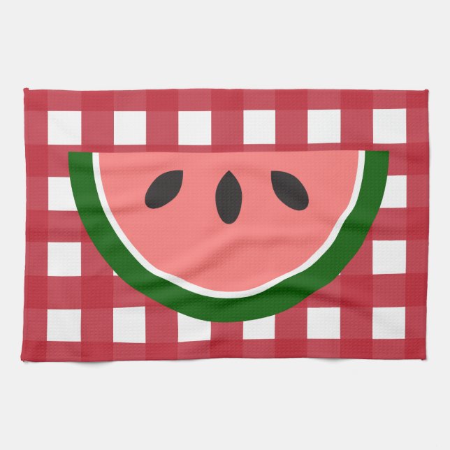 Red Checkered Watermelon Kitchen Towel (Horizontal)