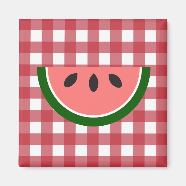 Red Checkered Watermelon Magnet (Front)