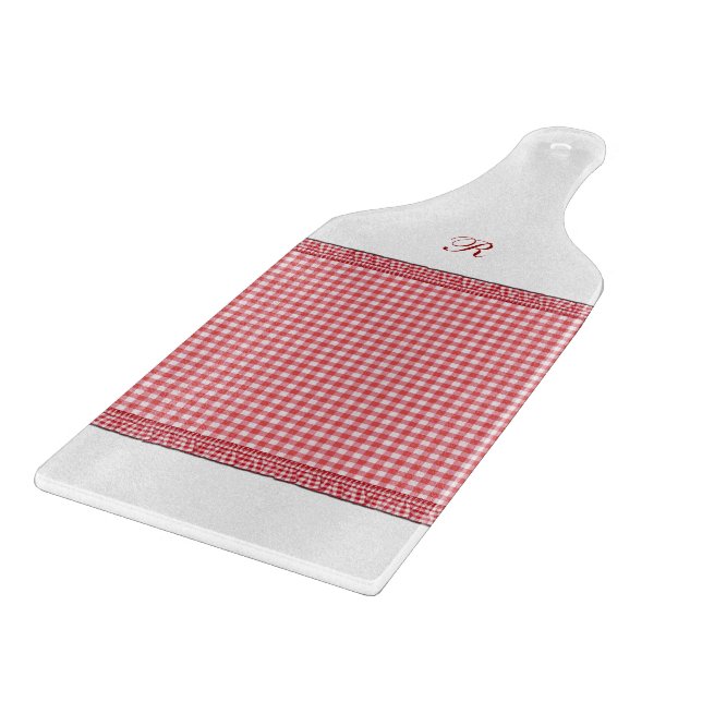 Red Checkered with Initial Cutting Board (Corner)