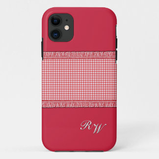Red checkered with Monogram iPhone 11 Case