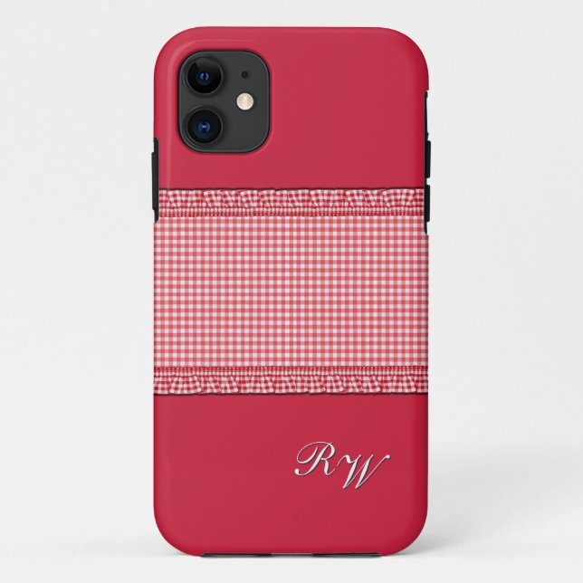 Red checkered with Monogram Case-Mate iPhone Case (Back)