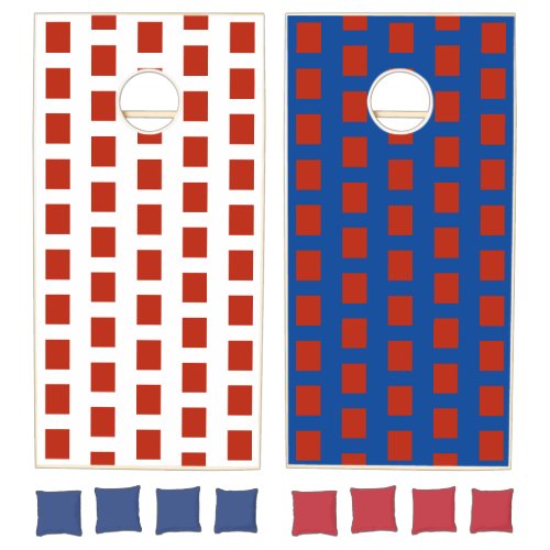 Red Checks Bold Geometric Pattern Cornhole Set